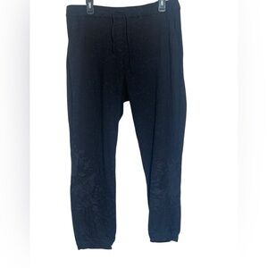 Johnny Was Workshop black leopard embroidered LA Cropped pull on pants. Size M